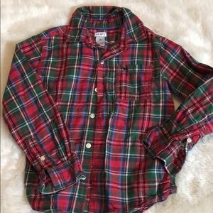 Carters boys red plaid button down Sz 6